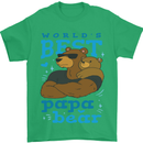 Worlds Best Papa Bear Fathers Day Mens T-Shirt Cotton Gildan Irish Green
