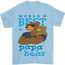 Worlds Best Papa Bear Fathers Day Mens T-Shirt Cotton Gildan Light Blue