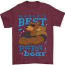 Worlds Best Papa Bear Fathers Day Mens T-Shirt Cotton Gildan Maroon