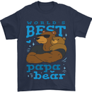 Worlds Best Papa Bear Fathers Day Mens T-Shirt Cotton Gildan Navy Blue