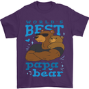 Worlds Best Papa Bear Fathers Day Mens T-Shirt Cotton Gildan Purple