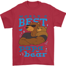 Worlds Best Papa Bear Fathers Day Mens T-Shirt Cotton Gildan Red
