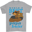 Worlds Best Papa Bear Fathers Day Mens T-Shirt Cotton Gildan Sports Grey