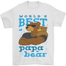 Worlds Best Papa Bear Fathers Day Mens T-Shirt Cotton Gildan White