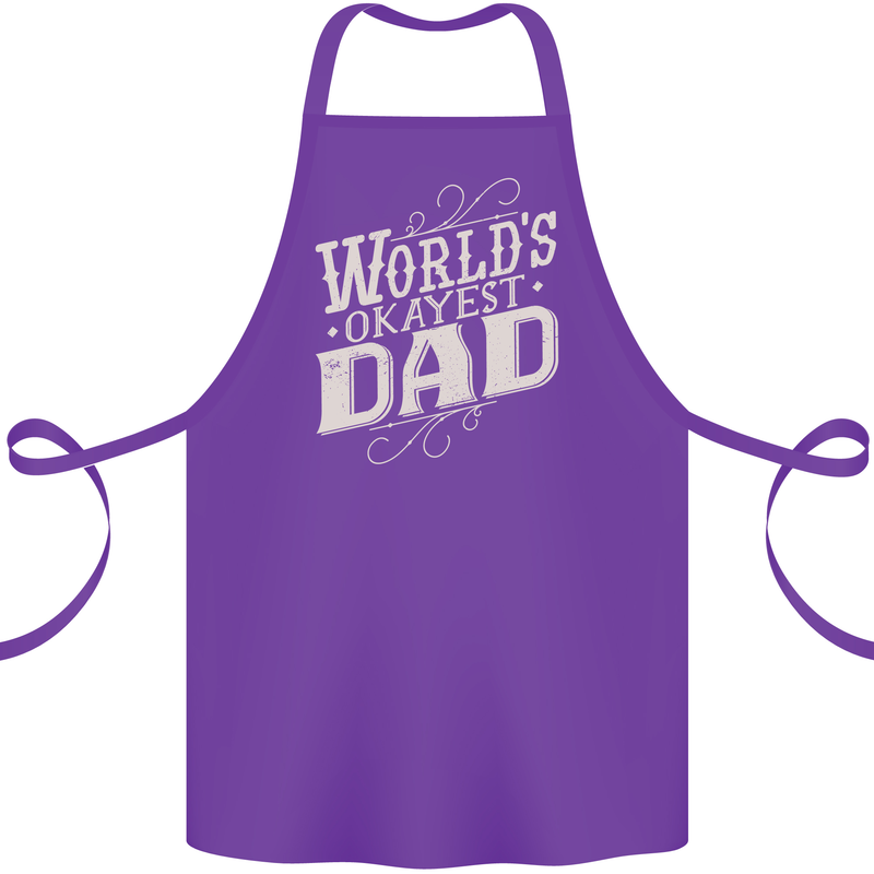 Worlds Okayest Dad Funny Fathers Day Cotton Apron 100% Organic Purple