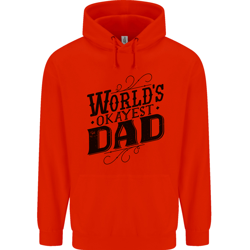 Worlds Okayest Dad Funny Fathers Day Mens 80% Cotton Hoodie Bright Red