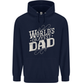 Worlds Okayest Dad Funny Fathers Day Mens 80% Cotton Hoodie Navy Blue