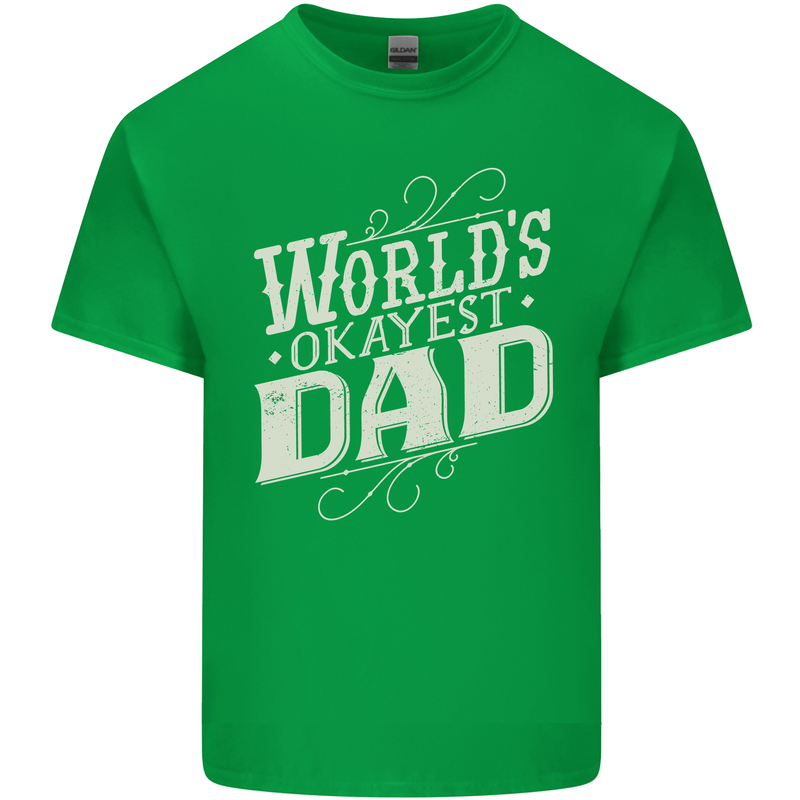 Worlds Okayest Dad Funny Fathers Day Mens Cotton T-Shirt Tee Top Irish Green