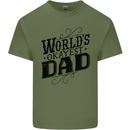 Worlds Okayest Dad Funny Fathers Day Mens Cotton T-Shirt Tee Top Military Green