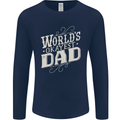 Worlds Okayest Dad Funny Fathers Day Mens Long Sleeve T-Shirt Navy Blue