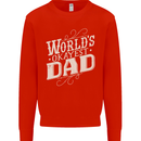 Worlds Okayest Dad Funny Fathers Day Mens Sweatshirt Jumper Bright Red