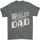 Worlds Okayest Dad Funny Fathers Day Mens T-Shirt Cotton Gildan Charcoal