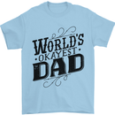 Worlds Okayest Dad Funny Fathers Day Mens T-Shirt Cotton Gildan Light Blue