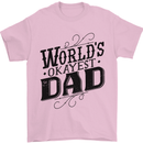 Worlds Okayest Dad Funny Fathers Day Mens T-Shirt Cotton Gildan Light Pink