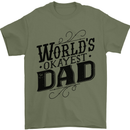 Worlds Okayest Dad Funny Fathers Day Mens T-Shirt Cotton Gildan Military Green