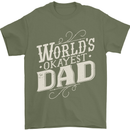 Worlds Okayest Dad Funny Fathers Day Mens T-Shirt Cotton Gildan Military Green