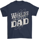 Worlds Okayest Dad Funny Fathers Day Mens T-Shirt Cotton Gildan Navy Blue