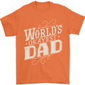 Worlds Okayest Dad Funny Fathers Day Mens T-Shirt Cotton Gildan Orange