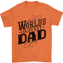 Worlds Okayest Dad Funny Fathers Day Mens T-Shirt Cotton Gildan Orange