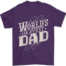 Worlds Okayest Dad Funny Fathers Day Mens T-Shirt Cotton Gildan Purple