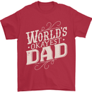 Worlds Okayest Dad Funny Fathers Day Mens T-Shirt Cotton Gildan Red