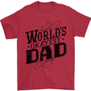 Worlds Okayest Dad Funny Fathers Day Mens T-Shirt Cotton Gildan Red