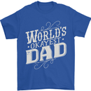 Worlds Okayest Dad Funny Fathers Day Mens T-Shirt Cotton Gildan Royal Blue
