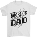 Worlds Okayest Dad Funny Fathers Day Mens T-Shirt Cotton Gildan White