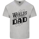 Worlds Okayest Dad Funny Fathers Day Mens V-Neck Cotton T-Shirt Sports Grey
