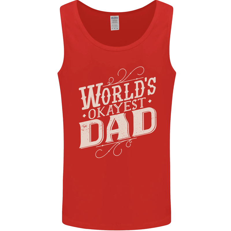 Worlds Okayest Dad Funny Fathers Day Mens Vest Tank Top Red