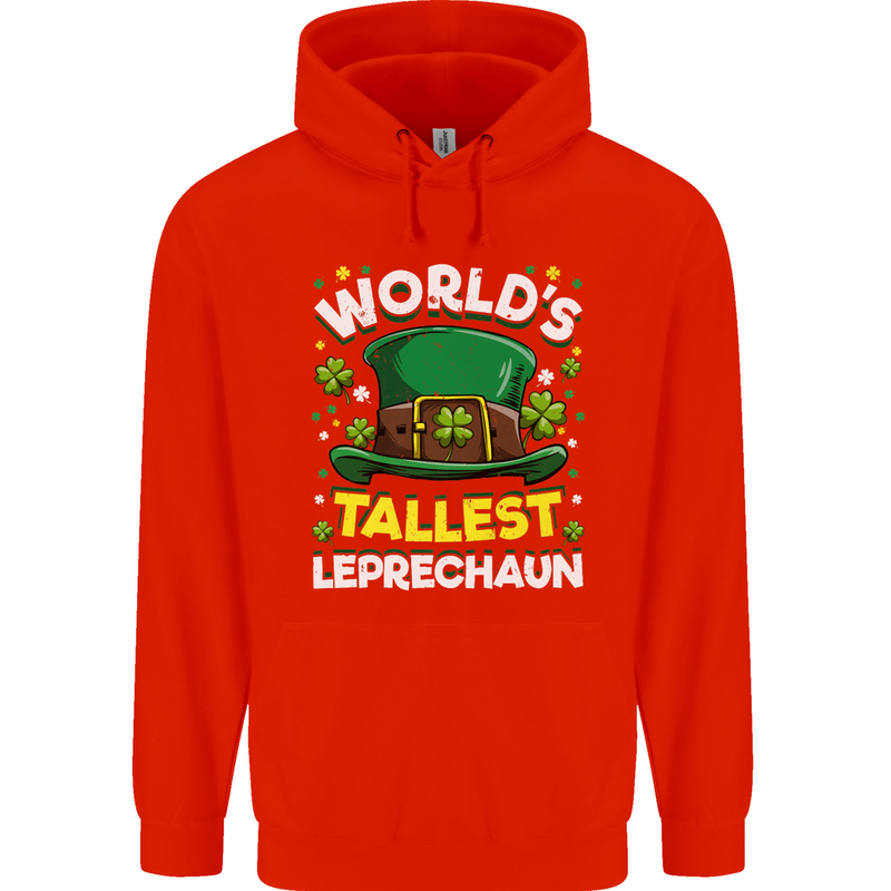 Worlds Tallest Leprechaun St Patricks Day Childrens Kids Hoodie Bright Red