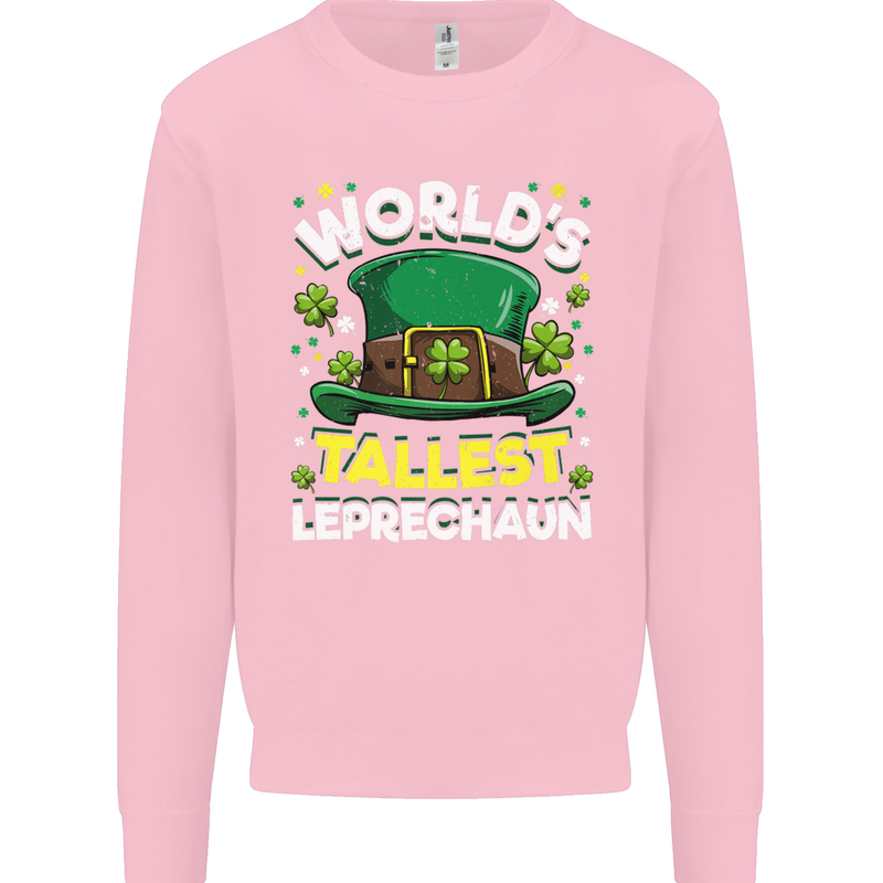 Worlds Tallest Leprechaun St Patricks Day Kids Sweatshirt Jumper Light Pink