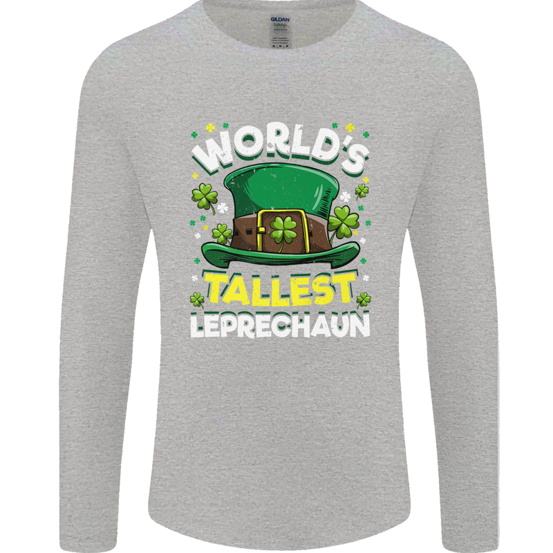 Worlds Tallest Leprechaun St Patricks Day Mens Long Sleeve T-Shirt Sports Grey