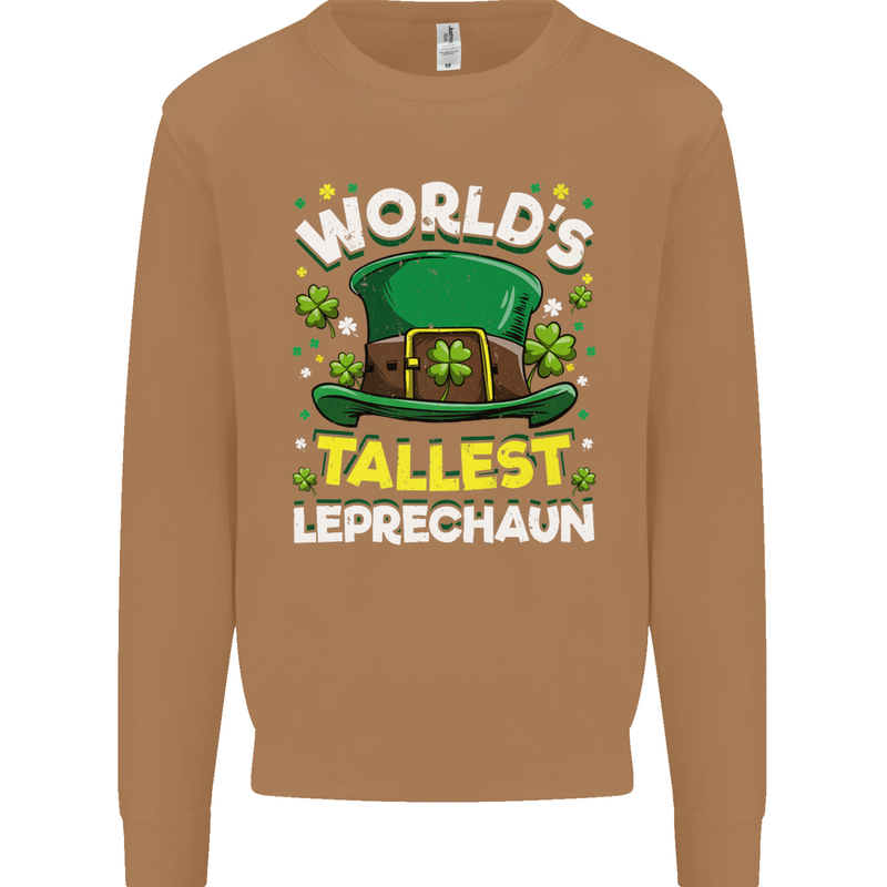 Worlds Tallest Leprechaun St Patricks Day Mens Sweatshirt Jumper Caramel Latte