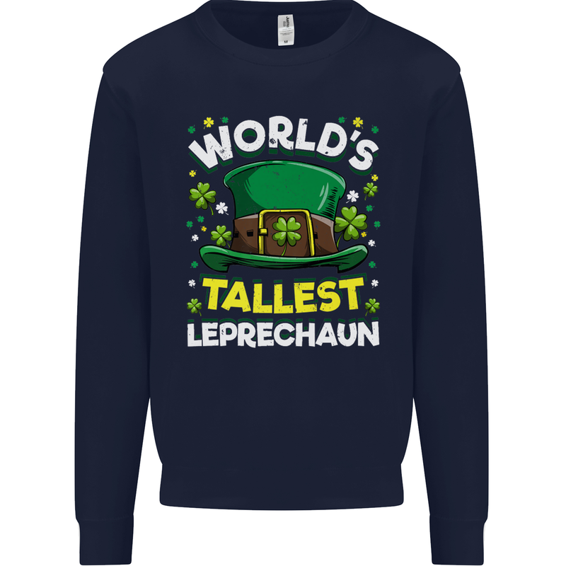 Worlds Tallest Leprechaun St Patricks Day Mens Sweatshirt Jumper Navy Blue