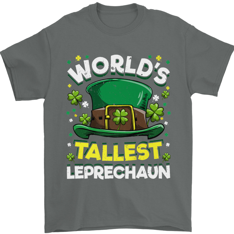 Worlds Tallest Leprechaun St Patricks Day Mens T-Shirt Cotton Gildan Charcoal