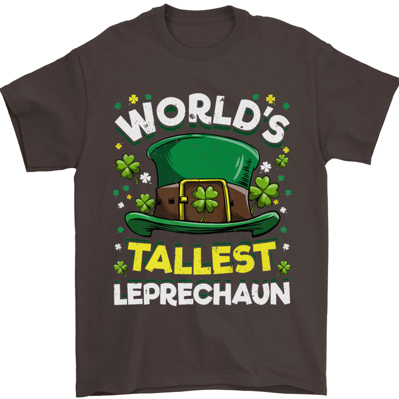 Worlds Tallest Leprechaun St Patricks Day Mens T-Shirt Cotton Gildan Dark Chocolate