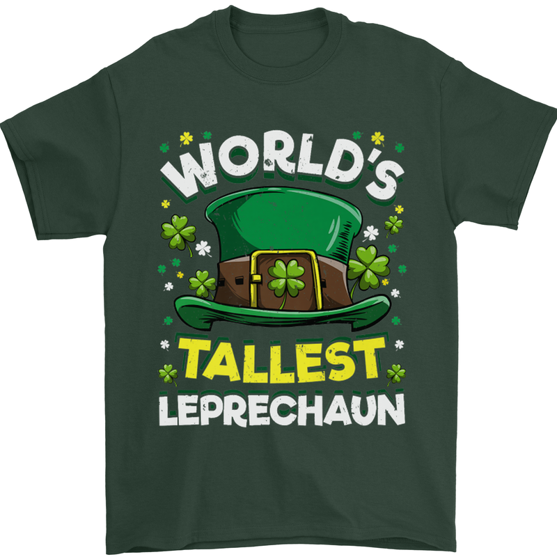 Worlds Tallest Leprechaun St Patricks Day Mens T-Shirt Cotton Gildan Forest Green