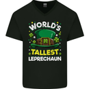 Worlds Tallest Leprechaun St Patricks Day Mens V-Neck Cotton T-Shirt Black