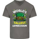Worlds Tallest Leprechaun St Patricks Day Mens V-Neck Cotton T-Shirt Charcoal