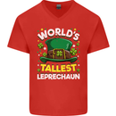 Worlds Tallest Leprechaun St Patricks Day Mens V-Neck Cotton T-Shirt Red