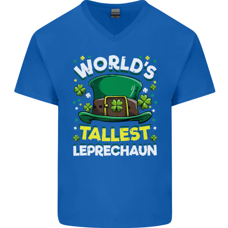 Worlds Tallest Leprechaun St Patricks Day Mens V-Neck Cotton T-Shirt Royal Blue