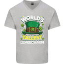 Worlds Tallest Leprechaun St Patricks Day Mens V-Neck Cotton T-Shirt Sports Grey