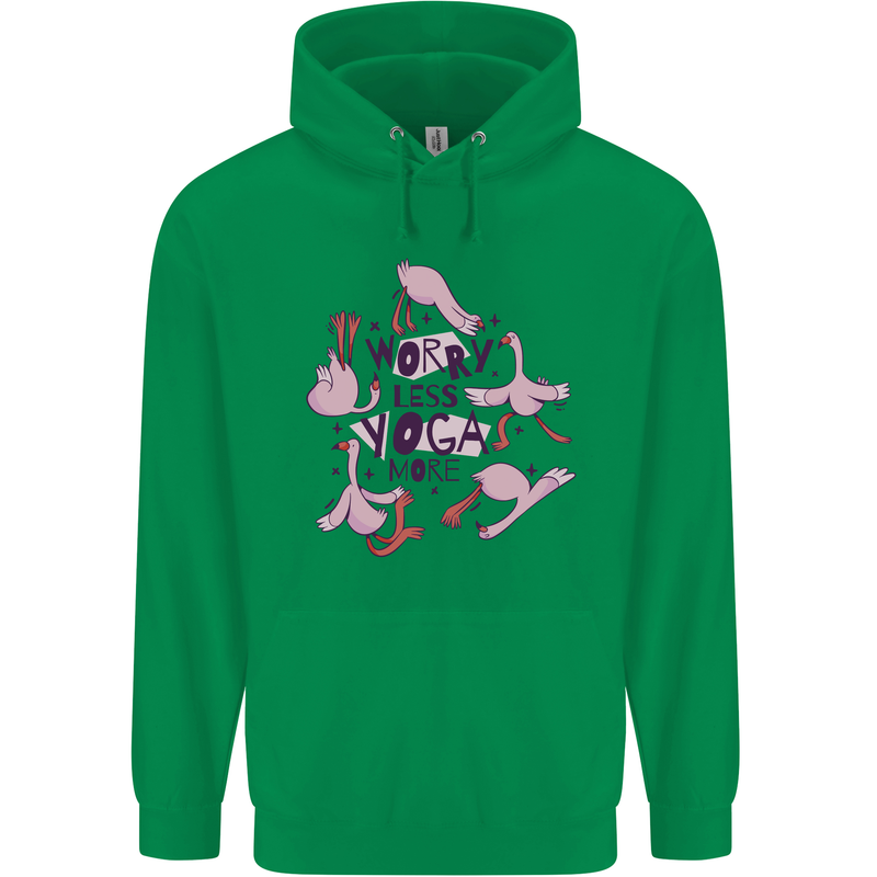 Worry Less Yoga More Childrens Kids Hoodie Irish Green