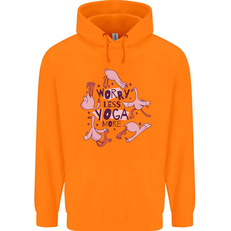 Worry Less Yoga More Childrens Kids Hoodie Orange