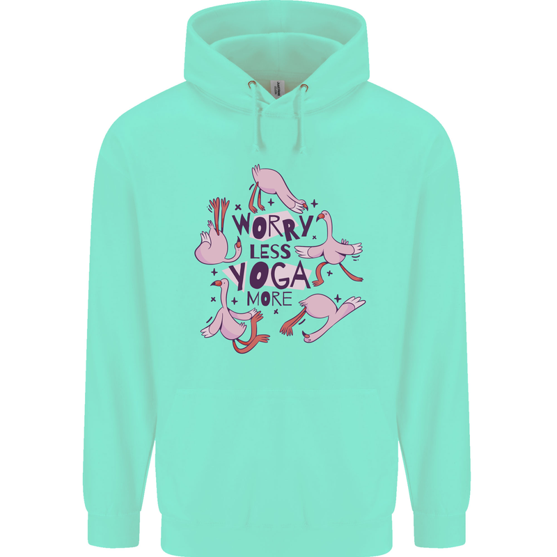 Worry Less Yoga More Childrens Kids Hoodie Peppermint