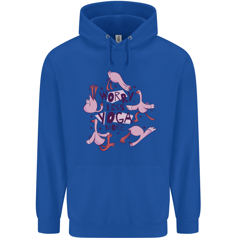 Worry Less Yoga More Childrens Kids Hoodie Royal Blue