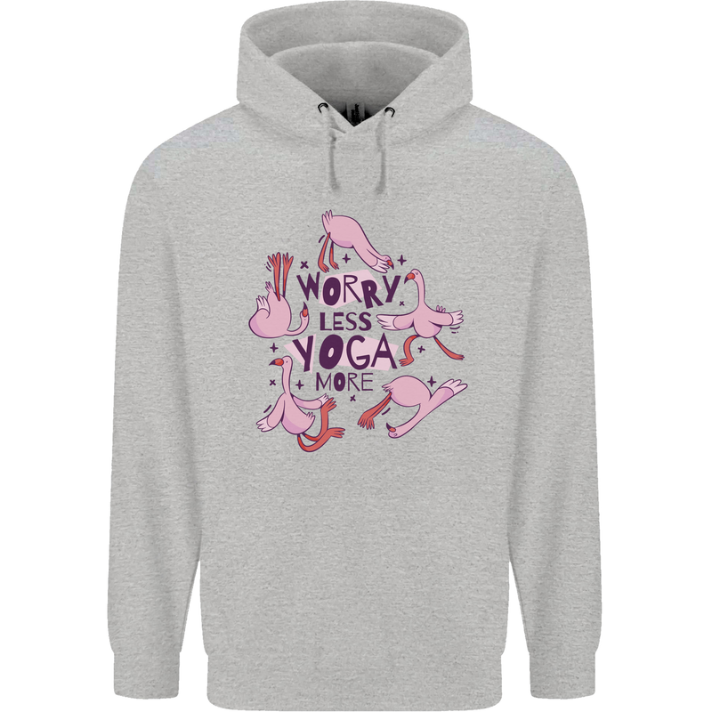 Worry Less Yoga More Childrens Kids Hoodie Sports Grey