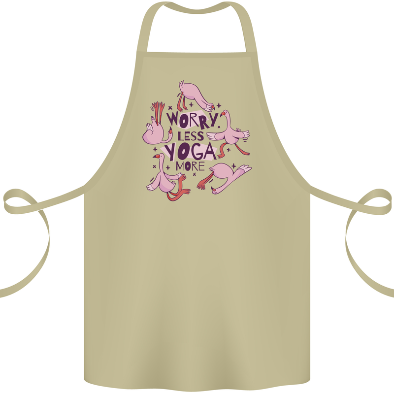 Worry Less Yoga More Cotton Apron 100% Organic Khaki