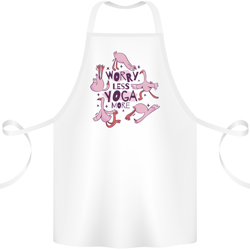 Worry Less Yoga More Cotton Apron 100% Organic White